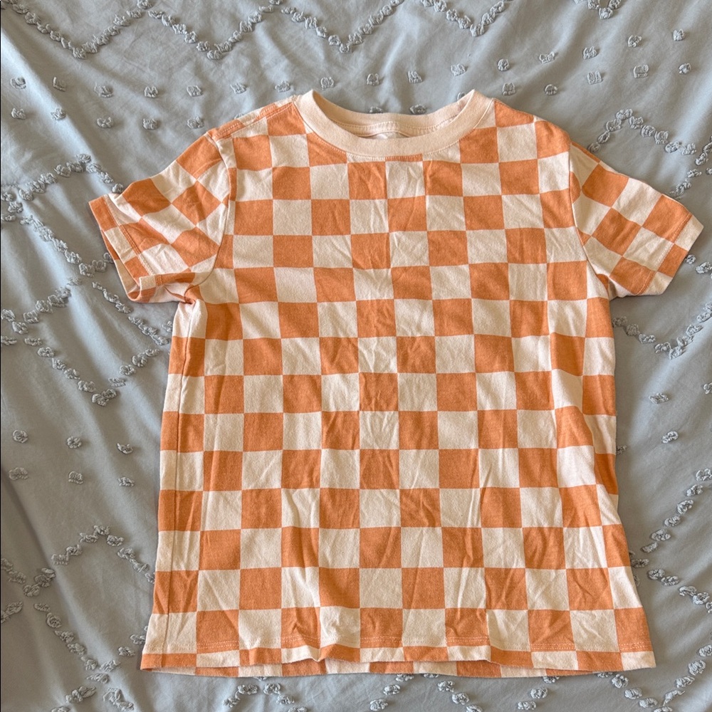 Cat & Jack Orange and White Checkered Tee